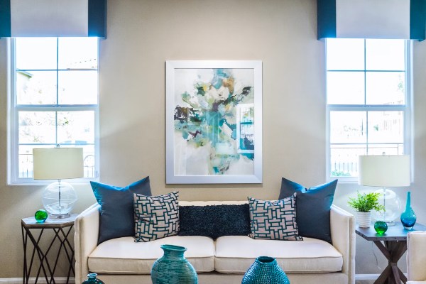Enhance Your Living Area with White, Brown, and Blue